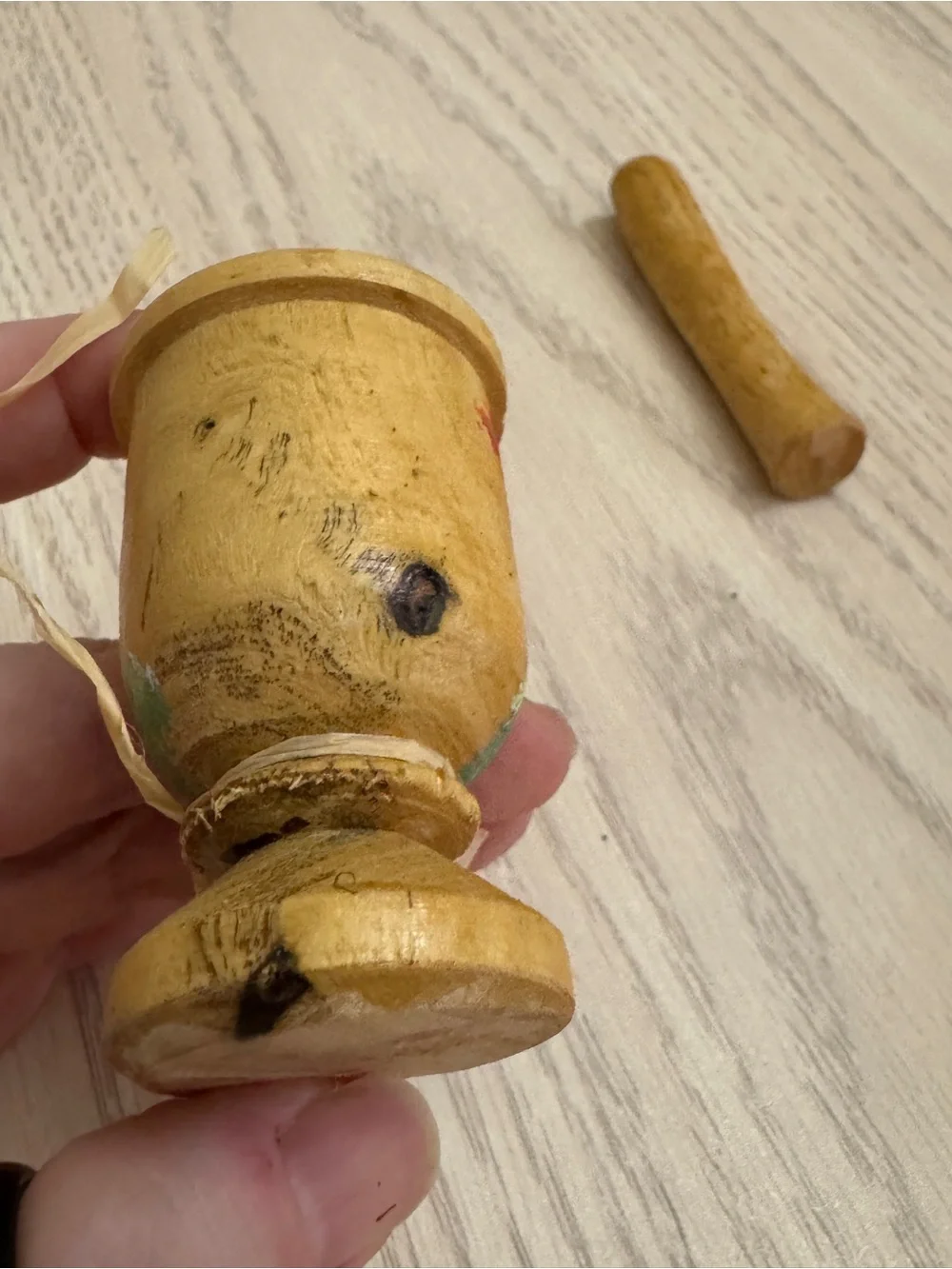 Boho Hand-Turned Mini Wood Mortar & Pestle Tropical Decor